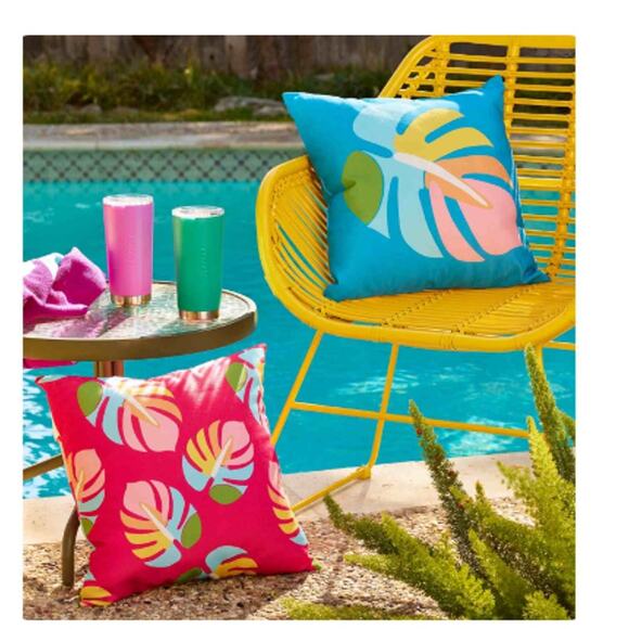 SALE. New! Monstera Leaf Indoor Outdoor Pillow - 18 x 18 - Picture 2 of 8